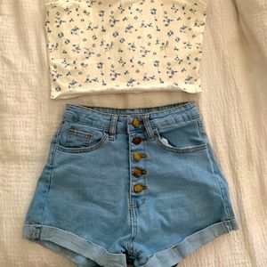 High waisted jean shorts